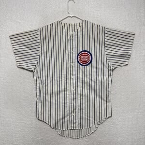 Vintage 90’s Detroit Pistons Jersey Pinstripes White Locker Line Size XLRare USA